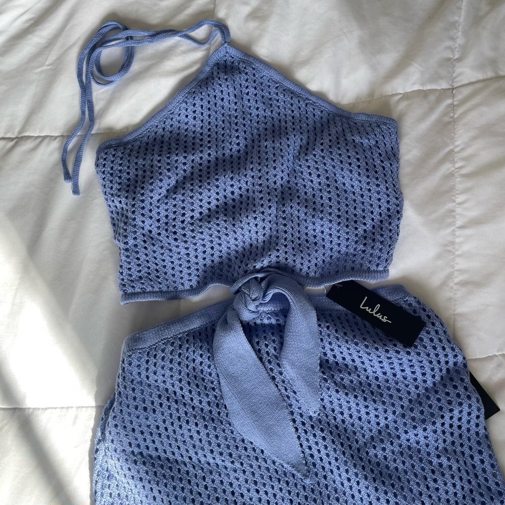 Lulu's Periwinkle Knit Halter Dress
